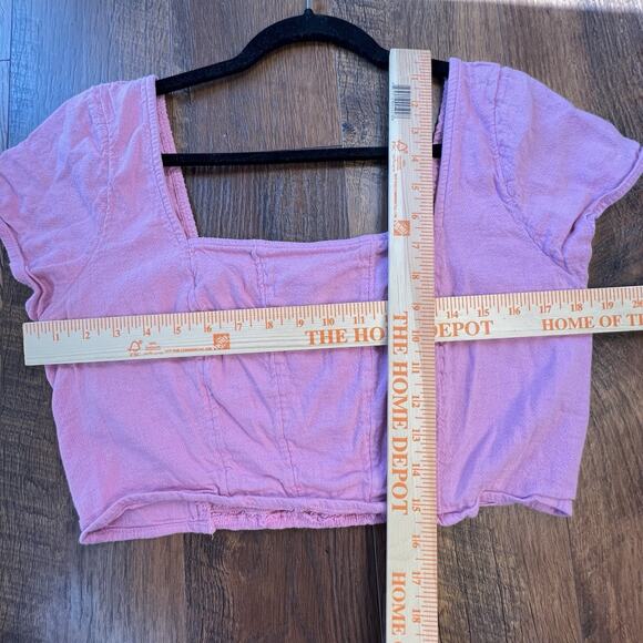 Y2K Hollister Linen Blend Crop top mint green & Pink stretch set size XL Lot - Picture 4 of 8